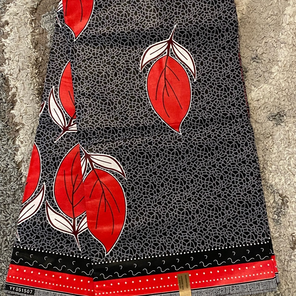 Stylish Red and Black Leaf Patterned Fabric